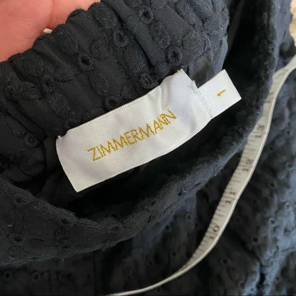 ZIMMERMANN BLACK LINED EYELET WIDE LEG PANT SIZE 1 (US SIZE 6) - Picture 3 of 9